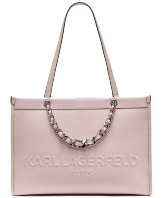 Большая кожаная сумка KARL LAGERFELD PARIS Savoie розового цвета
