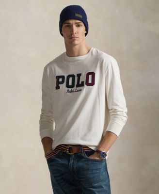 Мужская футболка Polo Ralph Lauren в клетку с длинными рукавами и аппликацией логотипа