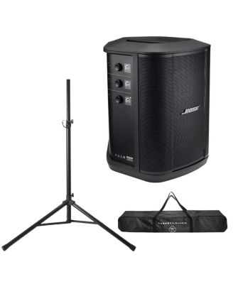 Портативная беспроводная акустическая система Bose S1 Pro+ с Bluetooth, черный комплект с турникетной аудиосистемой, регулируемой по высоте подставкой для динамиков и корпусом подставки черного цвета