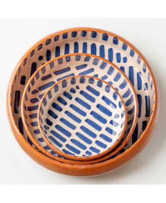 Набор керамических тарелок Verve Culture с 3-мя синими полосками