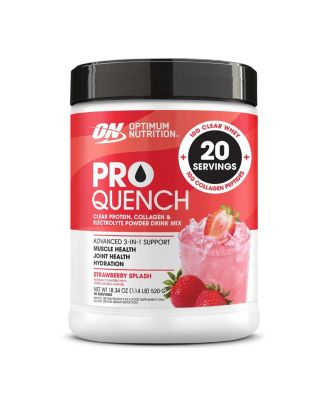 Протеиновый порошок Optimum Nutrition Pro Quench Whey + Collagen, Клубничный всплеск, 20 порций белого цвета