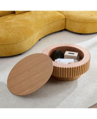 Круглый деревянный журнальный столик Streamdale Furniture с местом для хранения (ЯСЕНЬ