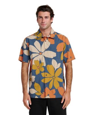 Мужская рубашка классического покроя Quiksilver Waterman Flower Power синего цвета