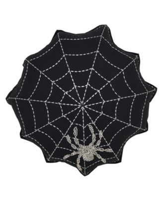 Декоративная подушка Saro Lifestyle с вышивкой в виде паутины, наполненная полиуретаном, 18