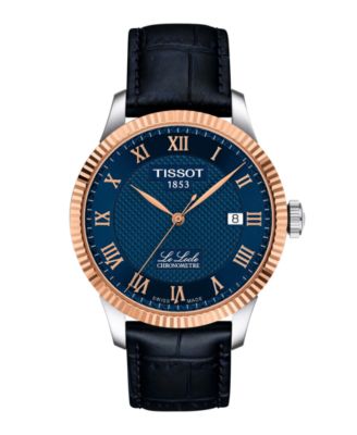 Мужские часы-браслет из синей кожи Tissot, 39,30 мм
