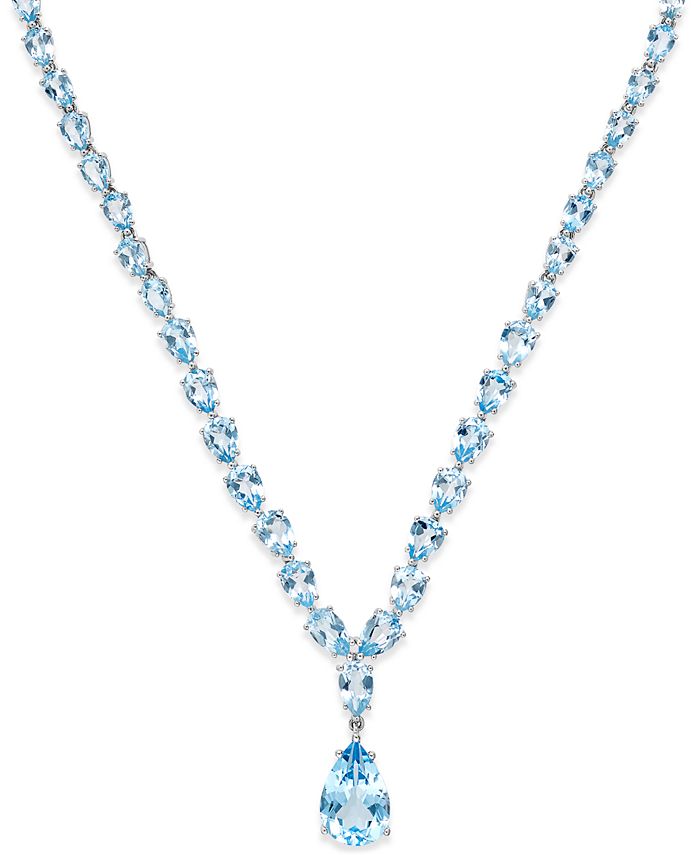 Macy's Blue Topaz Statement Necklace (30 ct. t.w.) in Sterling Silver & Reviews Necklaces