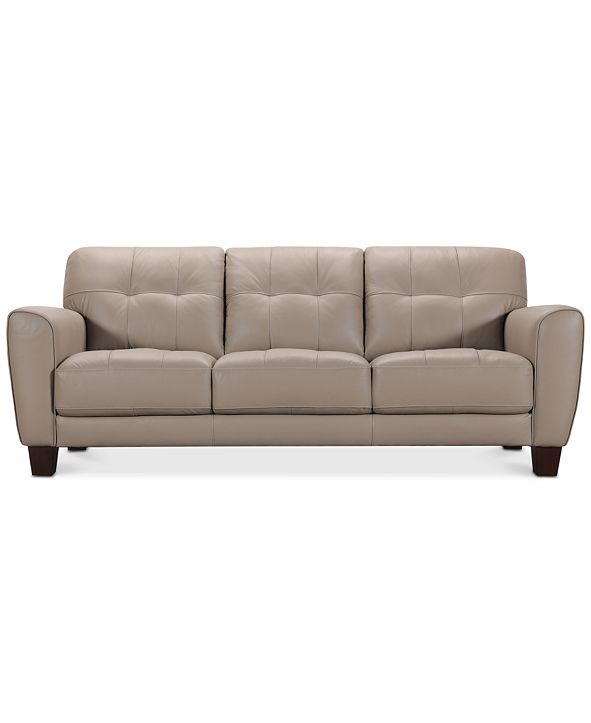 Furniture Kaleb 84" Tufted Leather Sofa, Created for Macy's & Reviews