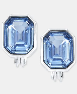 Серьги-клипсы на пуговицах с изумрудной огранкой Anne Klein синего цвета