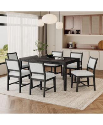 Ретро-обеденный стол Streamdale Furniture из 7 предметов, рассчитанный на 6 персон (коричневый эспрессо