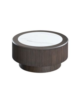 Журнальный столик Streamdale Furniture с мраморным рисунком - Круглый, Темно-коричневый