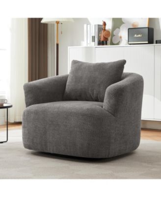 Streamdale Furniture 360° Вращающееся акцентное кресло-диван с декоративной подушкой, светло-серый