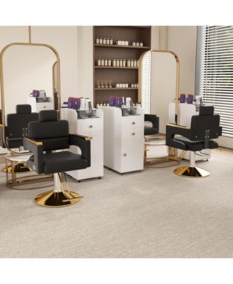 Гидравлическое парикмахерское кресло Streamdale Furniture - поворотное на 360 градусов, откидывающееся, Черное с золотом