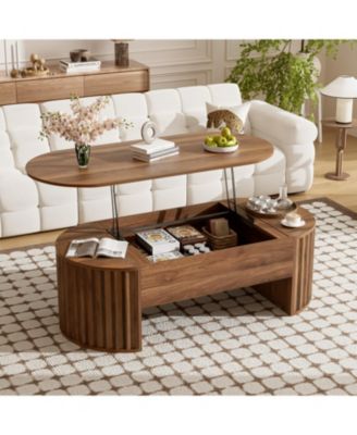Журнальный столик Streamdale Furniture 47.2" с подъемной столешницей и потайным отделением, Современный овальный стол