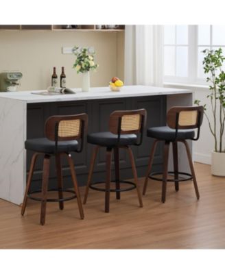 Вращающиеся барные стулья Streamdale Furniture из ротанга с высокой стойкой (комплект из 3-х)