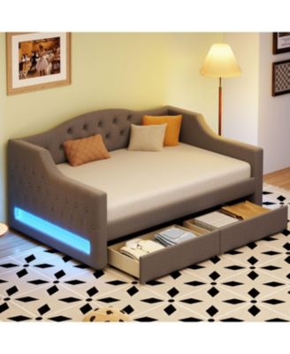 Мягкая кушетка Twin XL размера Streamdale Furniture со светодиодным поясом и 2 выдвижными ящиками