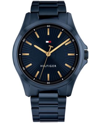Мужские кварцевые часы-браслет из нержавеющей стали с ионным покрытием синего цвета от Tommy Hilfiger, 42 мм