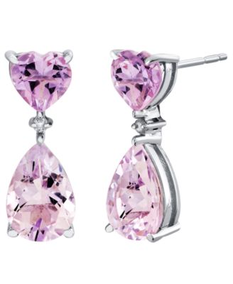 Серьги Macy's Amethyst с аметистом и бриллиантами, серебристые