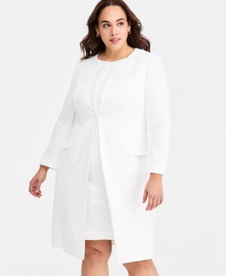 Жакет-топпер из скрепленного кружева Kasper Plus Size белый