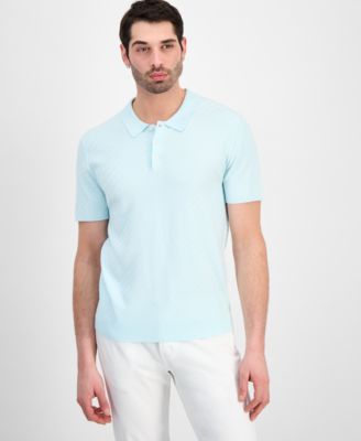 Мужской свитер поло Alfani из плетеной ткани с коротким рукавом, эксклюзивный для Macy's