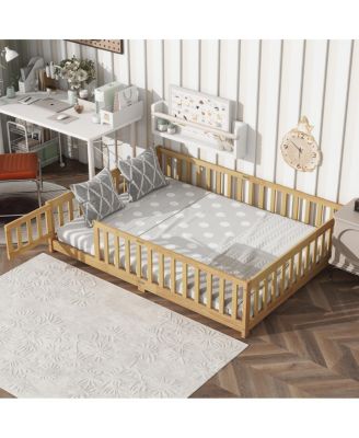 Напольная кровать Streamdale Furniture с ограждением и дверцей из каучукового дерева