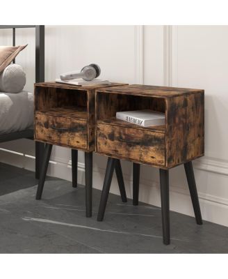 Современная прикроватная тумбочка Streamdale Furniture с ящиком для хранения вещей и открытой полкой