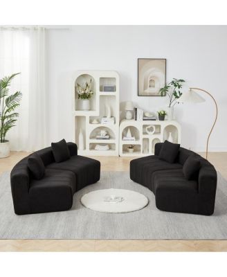 Изогнутый секционный диван из синели Streamdale Furniture с 4 подушками, Полукруглая модульная конструкция