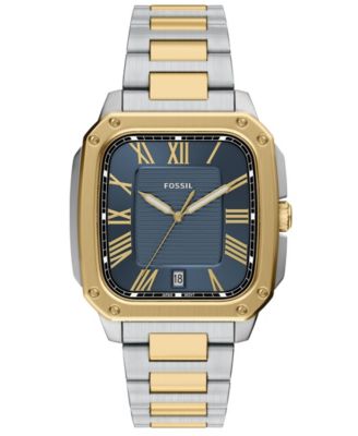 Мужские двухцветные часы Fossil Crosby с тремя стрелками и датой из нержавеющей стали, 42 мм multi