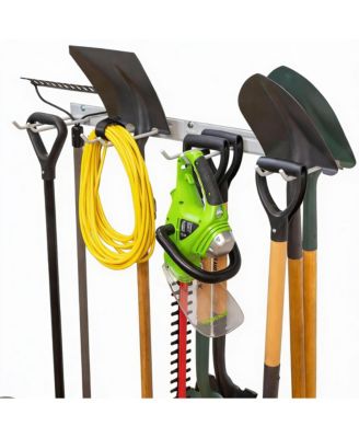 Настенный стеллаж для садовых инструментов YIGII - 4 крючка, прочная сталь, вместимость 250 фунтов