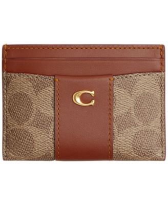 Фирменный холщовый футляр для карточек COACH Essential коричневый