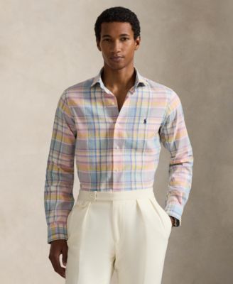 Мужская рубашка Polo Ralph Lauren классического кроя в клетку розового цвета