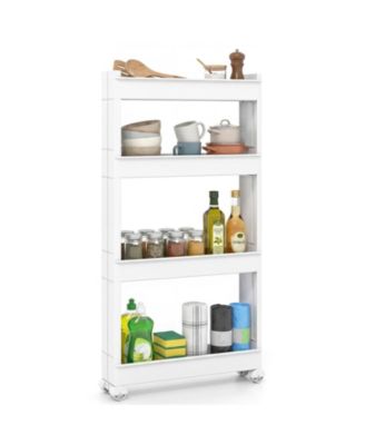 Узкая 4-ярусная тележка для хранения Volenca со съемными лотками и многофункциональным органайзером на колесиках