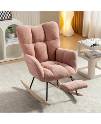 Кресло-качалка для отдыха из плюшевой ткани Streamdale Furniture с регулируемой подставкой для ног