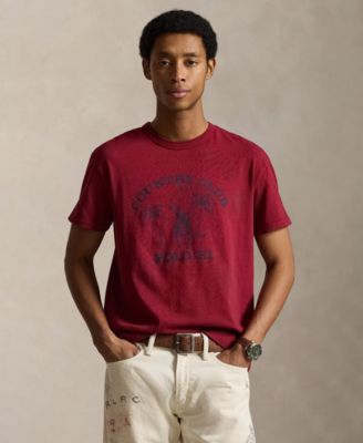 Мужская футболка Polo Ralph Lauren классического кроя с графическим рисунком красного цвета