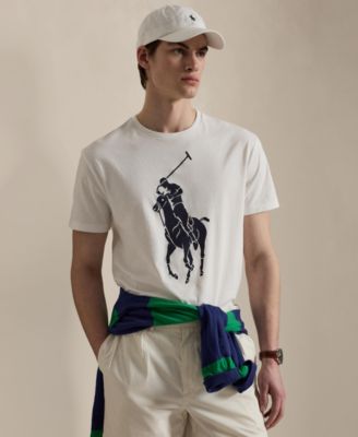 Мужская футболка Polo Ralph Lauren с коротким рукавом и рисунком белого цвета