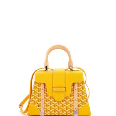 Бывшая в употреблении сумка Goyard PM Saigon с верхней ручкой, обтянутая желтой холщовой кожей