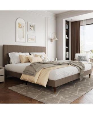 Каркас кровати gaomon King Size с мягким изголовьем и прочными деревянными рейками, кровать-платформа из мягкой вельветовой ткани, пружинный блок не требуется