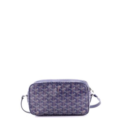Бывшая в употреблении сумка Goyard Cap Vert из холщовой ткани с принтом и покрытием синего цвета