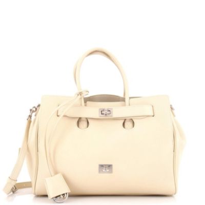 Кожаная сумка Balenciaga Medium Bel Air Carry All, бывшая в употреблении, коричнево-бежевая