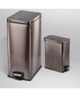 Комбинированный набор тонких мусорных баков из нержавеющей стали Home Zone Living объемом 12 и 3 галлона со ступенчатыми педалями и мягко закрывающимися крышками