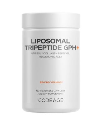 Липосомальный трипептид Codeage GPH+ - Коллагеновые пептиды Verisol, гиалуроновая кислота - Для поддержки кожи - 120 капсул белого цвета