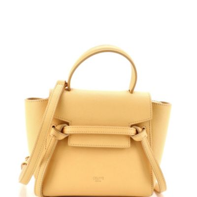 Бывшая в употреблении поясная сумка Celine Pico из текстурированной кожи желтого цвета
