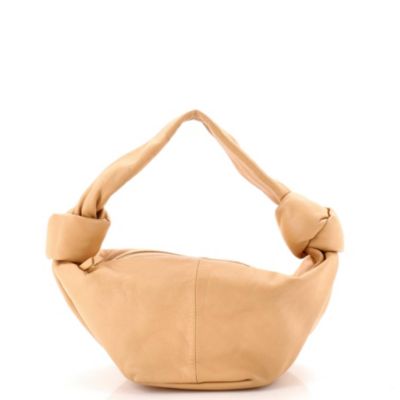 Бывшие в употреблении ботинки Bottega Veneta Mini из кожи хобо с двойным узлом коричнево-бежевого цвета