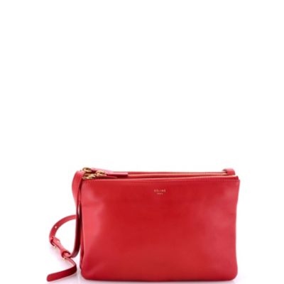Бывшая в употреблении сумка Celine Small Trio через плечо из красной кожи
