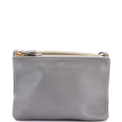 Бывшая в употреблении сумка Celine Small Trio Crossbody из кожи серого цвета