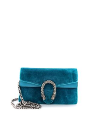 Бывшая в употреблении сумка Gucci Super Mini Dionysus бархатно-синего цвета