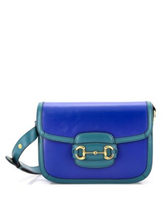 Бывшая в употреблении сумка Gucci Small Horsebit 1955 года выпуска, кожаная, синяя