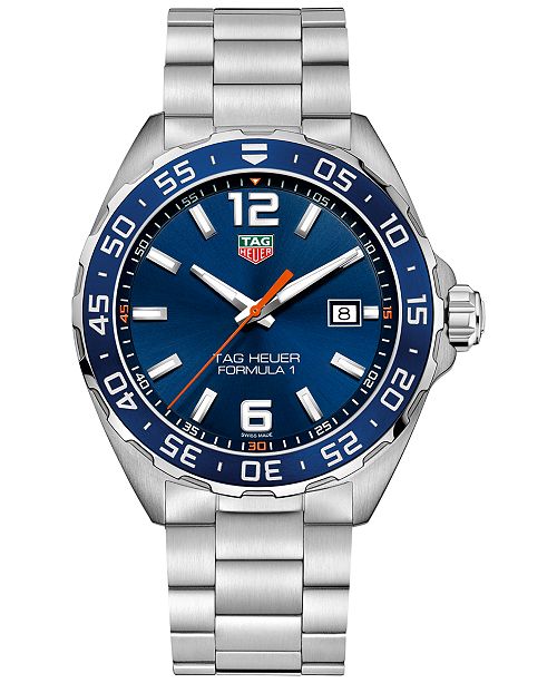 Tag Heuer Men S Swiss Formula 1 Stainless Steel Bracelet Strap Watch 43mm Reviews Watches Jewelry Watches Macy S