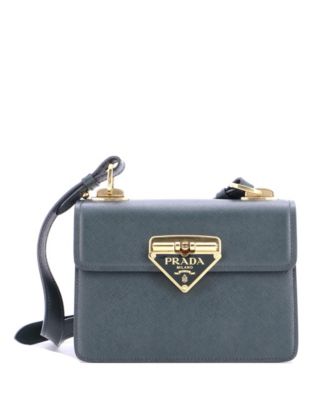 Бывшая в употреблении маленькая сумка с клапаном Prada Symbole из сафьяновой кожи серого цвета