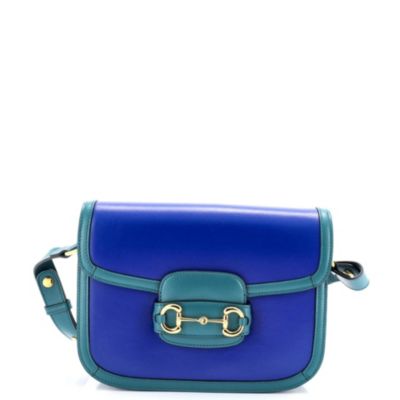 Бывшая в употреблении сумка Gucci Small Horsebit 1955 года выпуска, кожаная, синяя