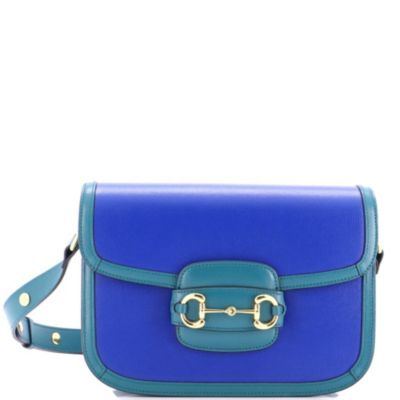 Бывшая в употреблении сумка Gucci Small Horsebit 1955 года выпуска, кожаная, синяя